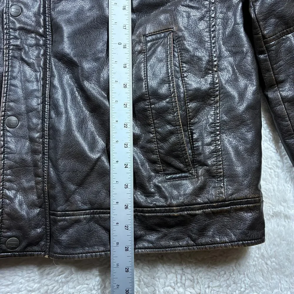 Levi's Aviator Jacket Mens XL Brown Faux Leather Fleece Lined Insulated Bomber